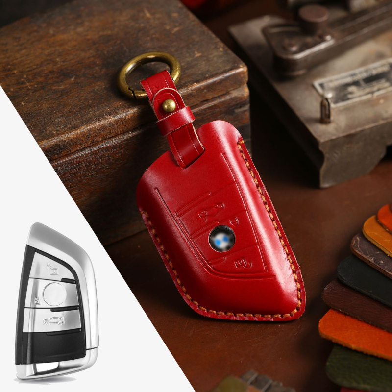 Hallmo husă pentru cheia BMW din piele naturală, lucrată manual