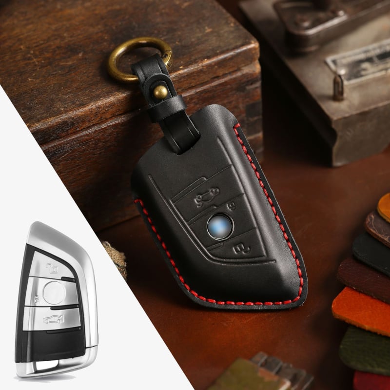 Hallmo husă pentru cheia BMW din piele naturală, lucrată manual