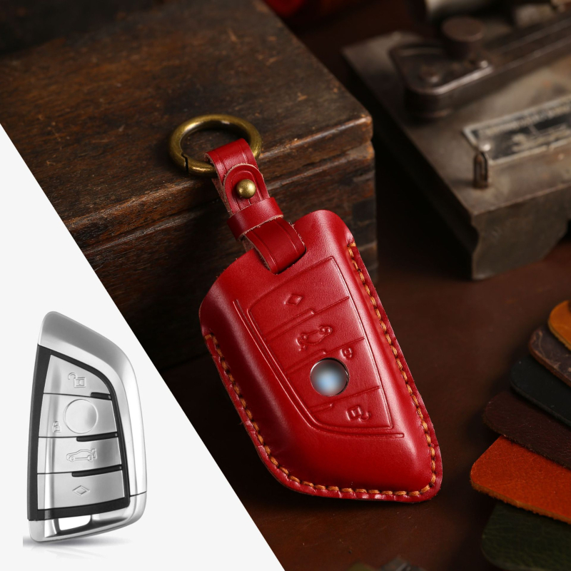 Hallmo husă pentru cheia BMW din piele naturală, lucrată manual