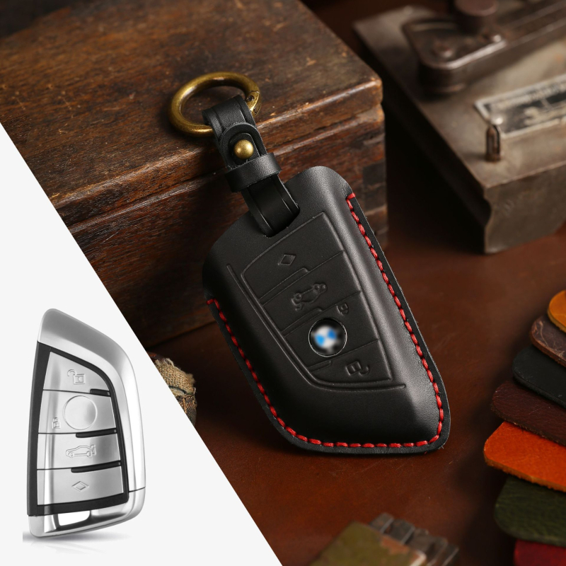 Hallmo husă pentru cheia BMW din piele naturală, lucrată manual
