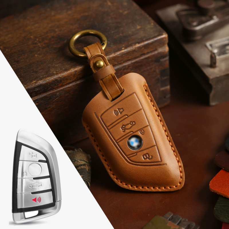 Hallmo husă pentru cheia BMW din piele naturală, lucrată manual