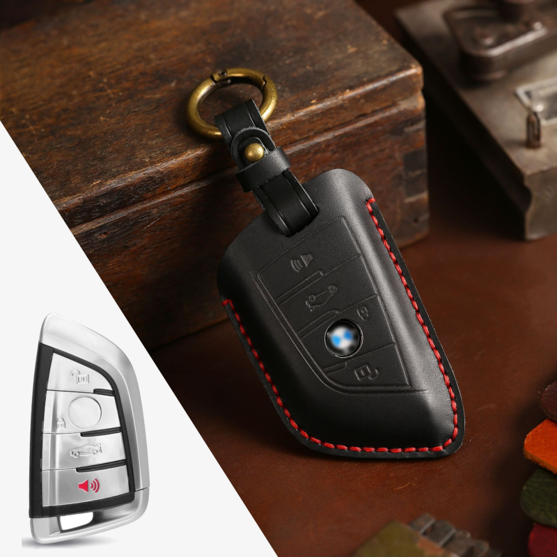 Hallmo husă pentru cheia BMW din piele naturală, lucrată manual