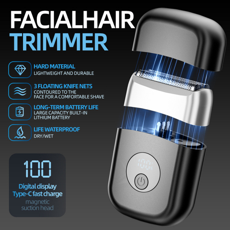 Mașină de ras electrică cu două capete reciprocante, ras rotativ, impermeabilă pentru utilizare umedă și uscată, autonomie peste 60 de minute, încărcare în 1 oră