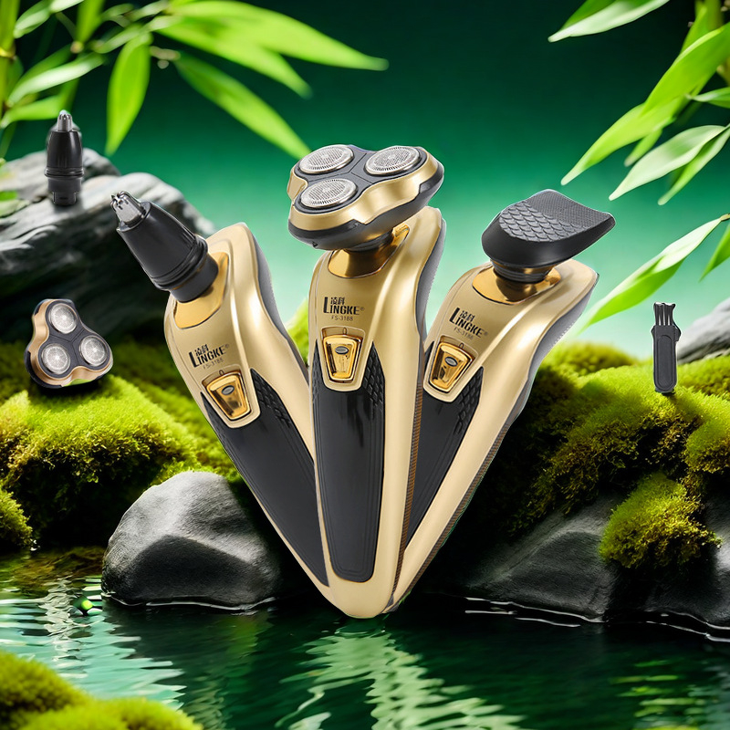 Aparat de ras electric cu cap rotativ de 3 lame, rezistent la apă pentru curățarea întregului corp, motor brushless, baterie încorporată 2000–4000 mAh, reîncărcabil