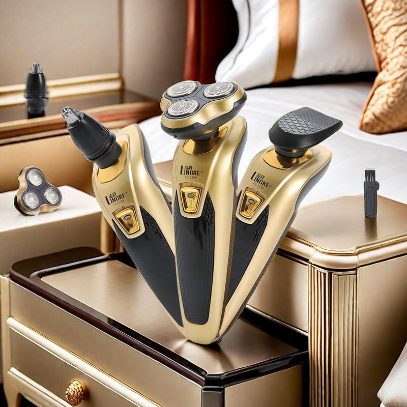 Aparat de ras electric cu cap rotativ de 3 lame, rezistent la apă pentru curățarea întregului corp, motor brushless, baterie încorporată 2000–4000 mAh, reîncărcabil