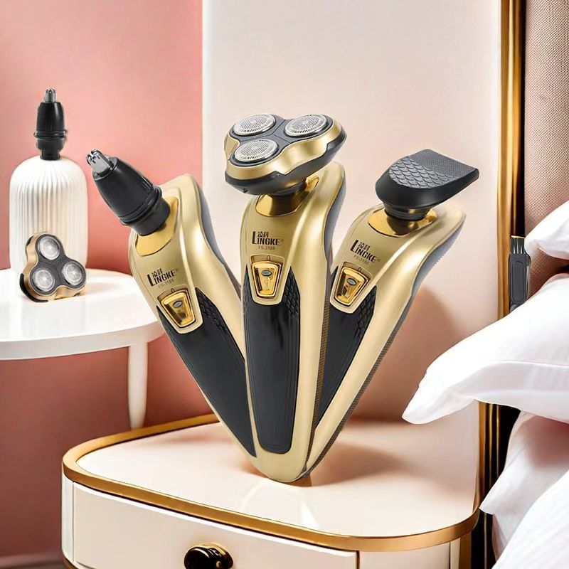 Aparat de ras electric cu cap rotativ de 3 lame, rezistent la apă pentru curățarea întregului corp, motor brushless, baterie încorporată 2000–4000 mAh, reîncărcabil
