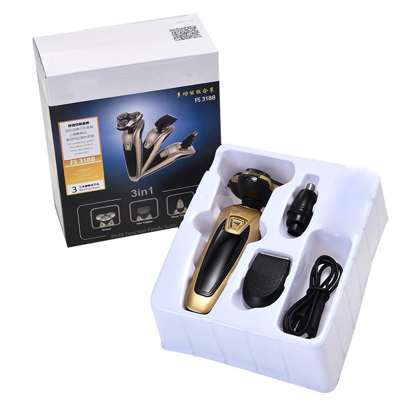 Aparat de ras electric cu cap rotativ de 3 lame, rezistent la apă pentru curățarea întregului corp, motor brushless, baterie încorporată 2000–4000 mAh, reîncărcabil