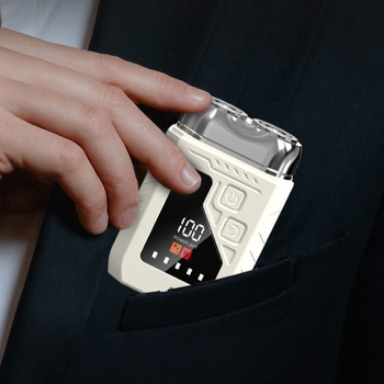 Hongyuan električni brijač – rotirajuća glava s dvije oštrice, brushless motor, USB punjenje, LED zaslon, mokro i suho brijanje