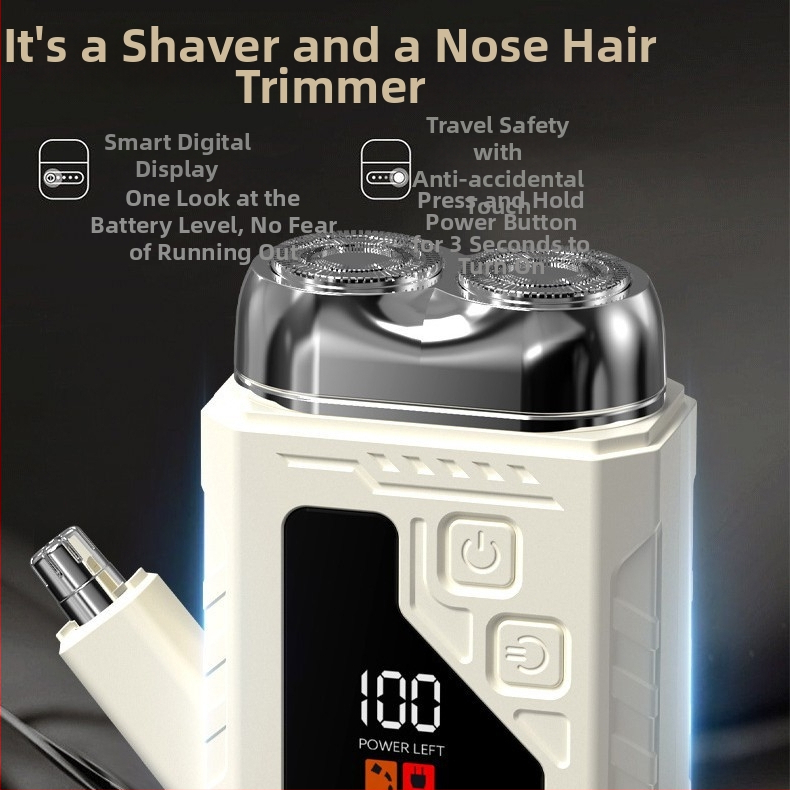 Hongyuan električni brijač – rotirajuća glava s dvije oštrice, brushless motor, USB punjenje, LED zaslon, mokro i suho brijanje