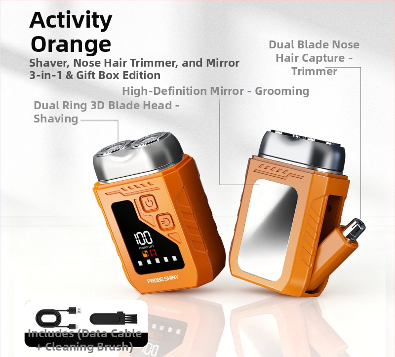 Hongyuan električni brijač – rotirajuća glava s dvije oštrice, brushless motor, USB punjenje, LED zaslon, mokro i suho brijanje