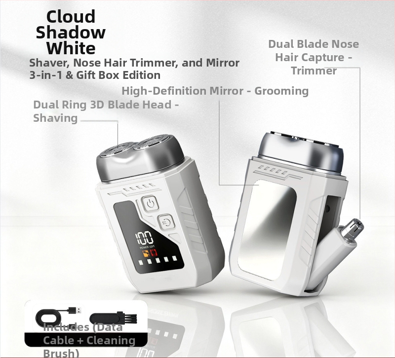 Hongyuan električni brijač – rotirajuća glava s dvije oštrice, brushless motor, USB punjenje, LED zaslon, mokro i suho brijanje