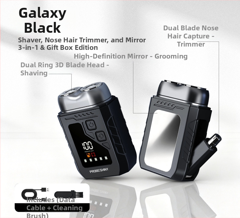 Hongyuan električni brijač – rotirajuća glava s dvije oštrice, brushless motor, USB punjenje, LED zaslon, mokro i suho brijanje