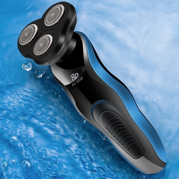 Aparat de ras electric cu cap rotativ de 3 lamele, lavabil, baterie încorporată 1200–2000 mAh, autonomie peste 60 de minute, zgomot 36–45 dB