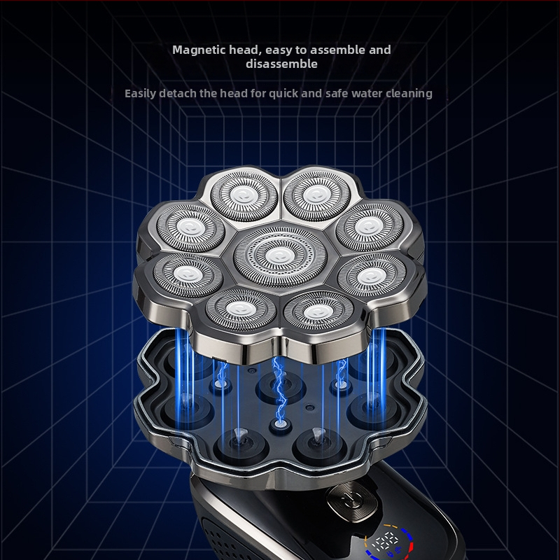 Električni brijač s LED zaslonom, vodootporan, plutajuća oštrica, ugrađena baterija 500-800 mAh, radno vrijeme više od 120 minuta