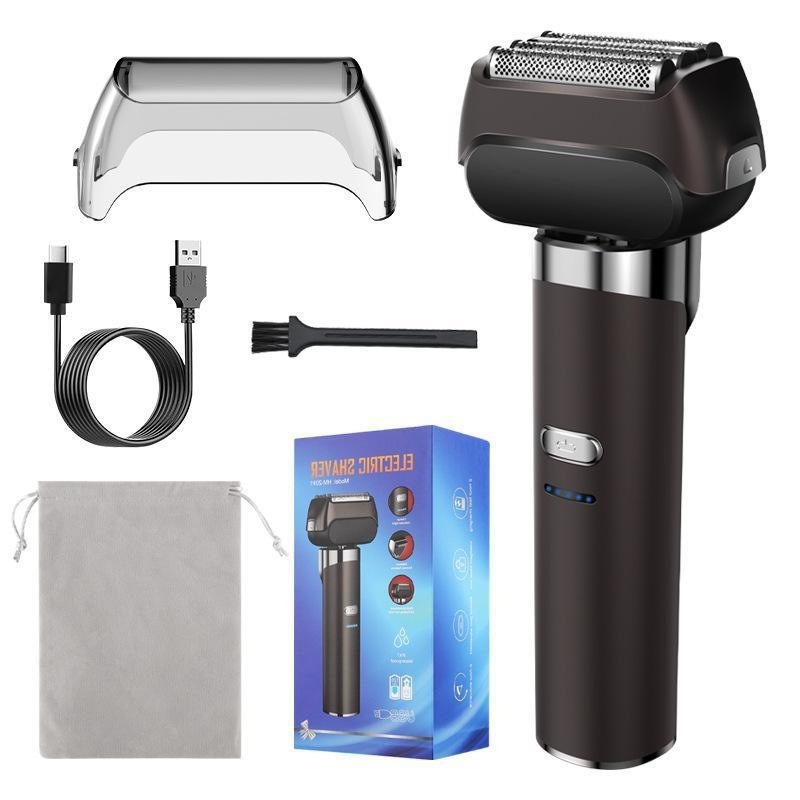 Aparat de ras electric M6 pentru bărbați, cu cap de 4 lame în mișcare înainte-înapoi, complet lavabil pentru corp, baterie încorporată, portabil