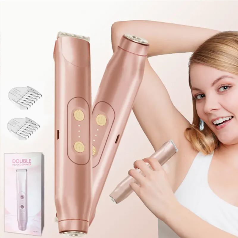 Električni epilator za žene, dvostruka glava za tijelo, USB punjivi, odvojive i perive glave za tijelo, motor s četkicama, 30 minuta rada