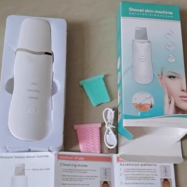 Ultrahangos arctisztító készülék arcra, hordozható, beépített 300–500 mAh akkumulátor, IPX0 besorolás, háztartási használatra