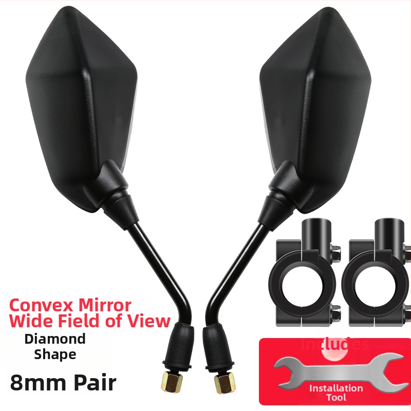 Oglindă retrovizoare pentru biciclete electrice și tricicluri, oglindă pătrată din ABS cu tijă metalică, model Reinforced wolf war model-8mm, montaj ortodontic, rezistență la șocuri ridicată