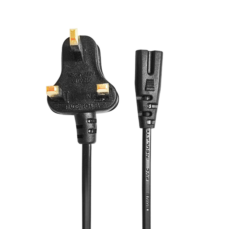 Захранващ кабел със три щепсела и осем краища, BS стандарт, за настолна лампа и аудио оборудване