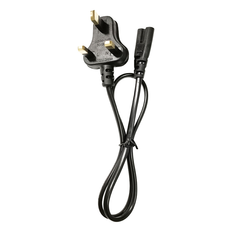 Захранващ кабел със три щепсела и осем краища, BS стандарт, за настолна лампа и аудио оборудване