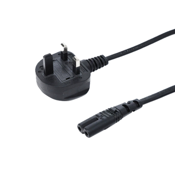 Tápkábel brit szabványú dugóval, 2-vezetékes réz vezető, 0,75 mm² keresztmetszet, PVC burkolat, VDE tanúsítvány