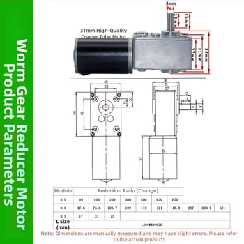 Motor micro DC cu perii, reductor melcat, 12V/24V DC, cuplu înalt 5840, reglare viteză, blocare automată