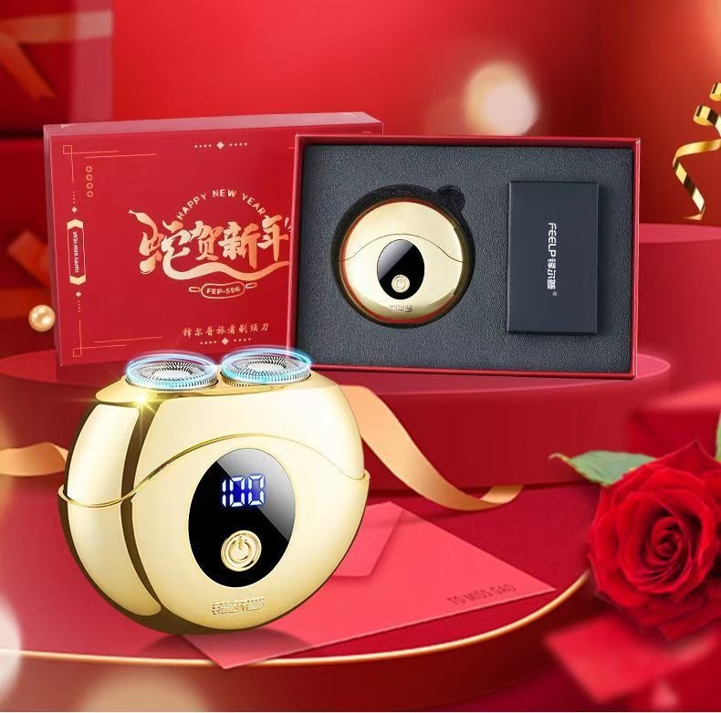 Elektromos borotva forgófejű, 2 pengével, úszó fej, nedves-száraz használat, USB-töltés (1 óra), üzemidő 45–60 perc