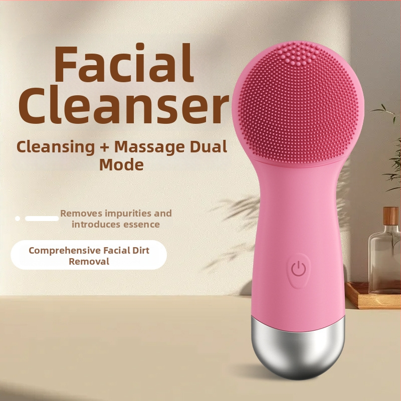 Elektrické silikonové zariadenie na čistenie tváre s vibračnou hlavou – čistenie pórov a čiernych bodiek