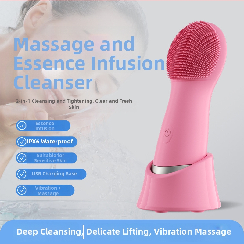 Elektrické silikonové zariadenie na čistenie tváre s vibračnou hlavou – čistenie pórov a čiernych bodiek