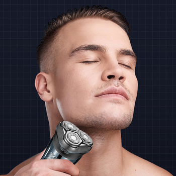 Férfiak számára elektromos borotva lebegő háromfejű forgó fejjel, teljes testre mosható, LED kijelző, beépített 500–800 mAh akkumulátor, hordozható