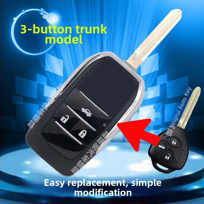 Skladaný kryt kľúča pre Toyota: Corolla, Camry, RAV4, Crown – model ft002, Jingruichi značka, bez diaľkového ovládania