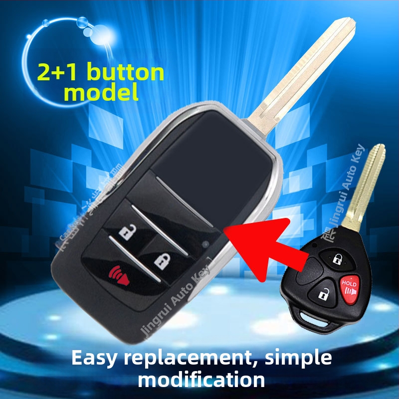 Skladaný kryt kľúča pre Toyota: Corolla, Camry, RAV4, Crown – model ft002, Jingruichi značka, bez diaľkového ovládania