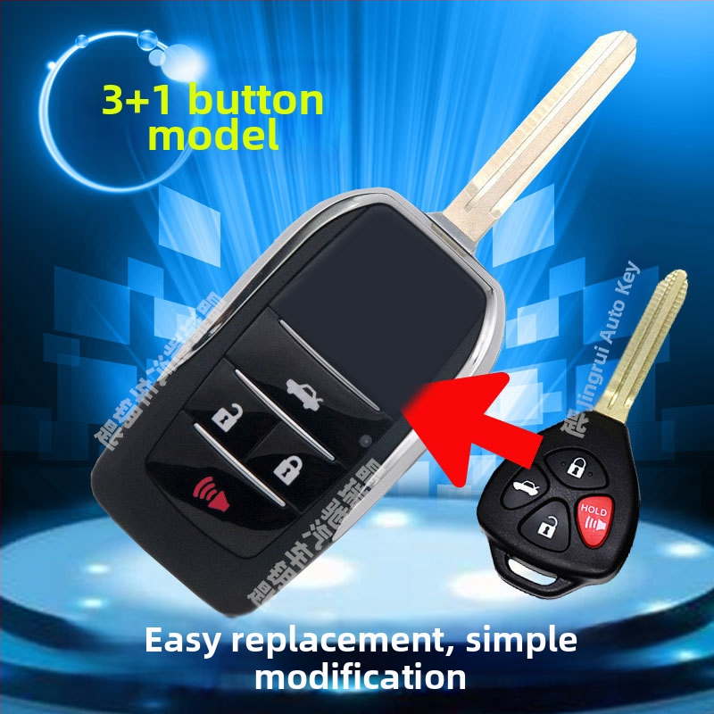 Skladaný kryt kľúča pre Toyota: Corolla, Camry, RAV4, Crown – model ft002, Jingruichi značka, bez diaľkového ovládania