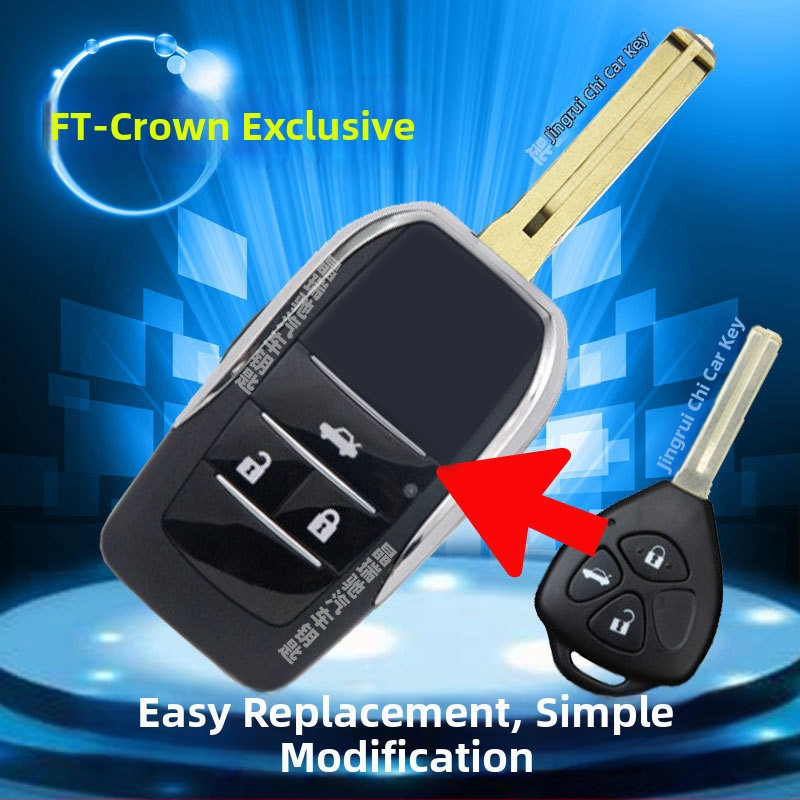 Skladaný kryt kľúča pre Toyota: Corolla, Camry, RAV4, Crown – model ft002, Jingruichi značka, bez diaľkového ovládania