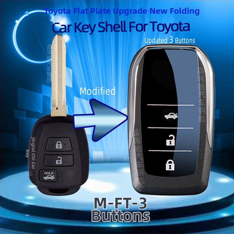 Skladaný kryt kľúča pre Toyota: Corolla, Camry, RAV4, Crown – model ft002, Jingruichi značka, bez diaľkového ovládania