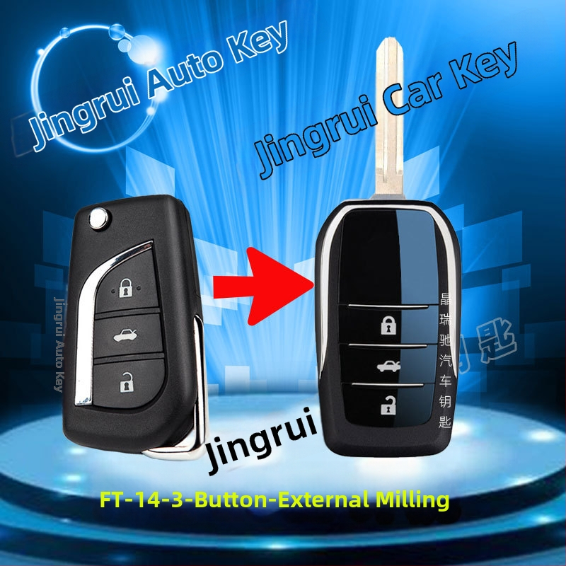Skladaný kryt kľúča pre Toyota: Corolla, Camry, RAV4, Crown – model ft002, Jingruichi značka, bez diaľkového ovládania