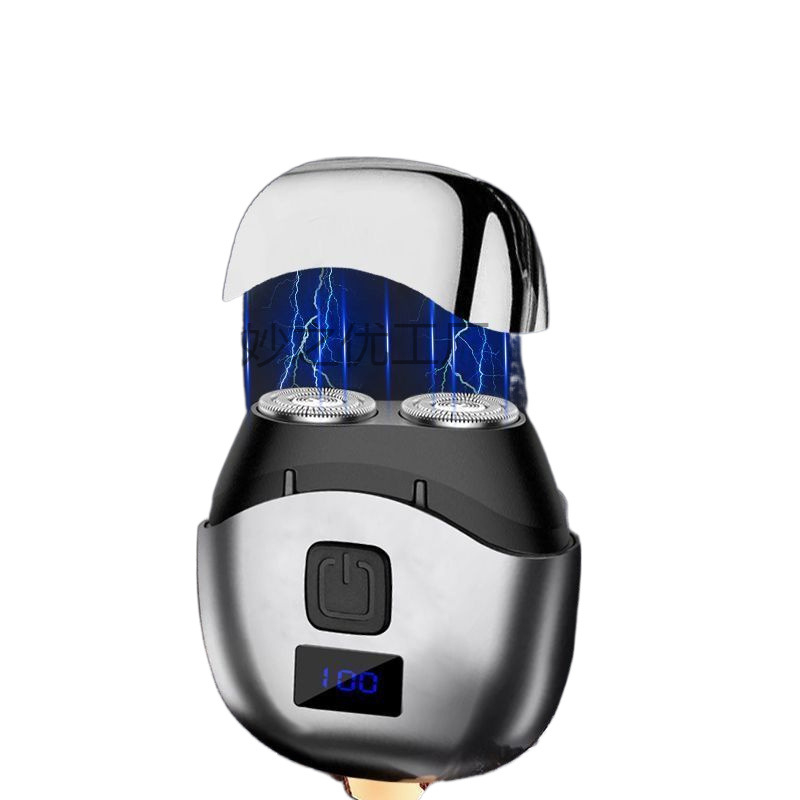 Električni brijač s plutajućom glavom, rotacijska glava s dvije oštrice, izmjenjiva i periva glava, punjiv, motor bez četkica