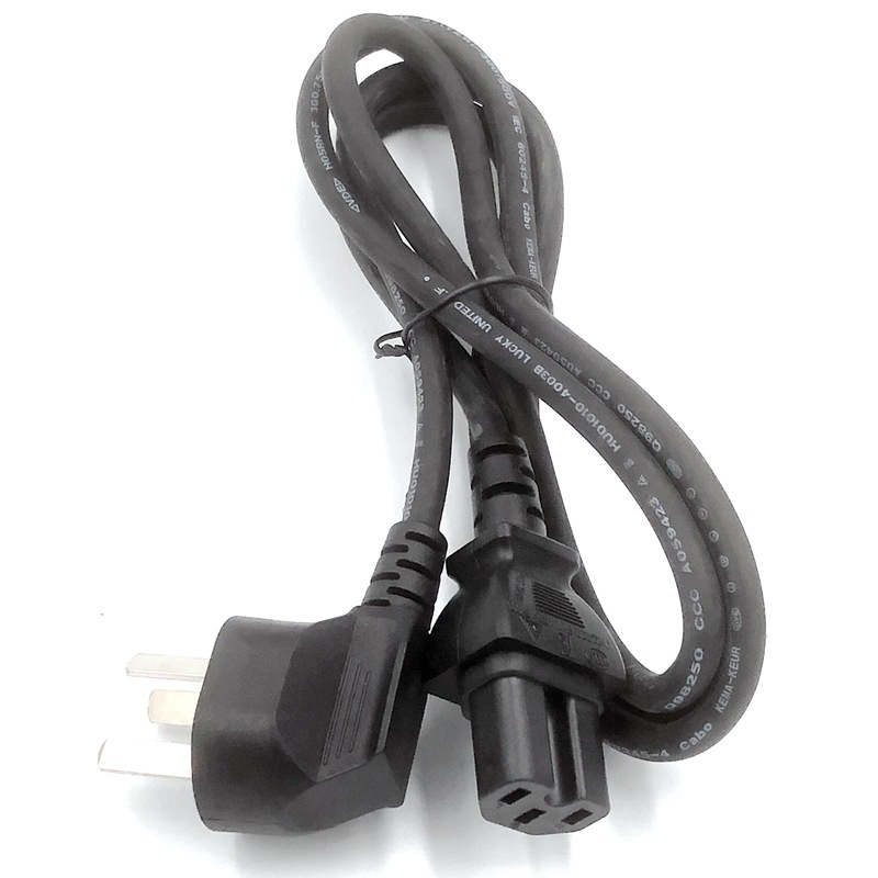 3-pin napajni kabel, kutni utikač, GB/T 2099.1, presjek 0.75/1.0/1.5 mm², PVC omot