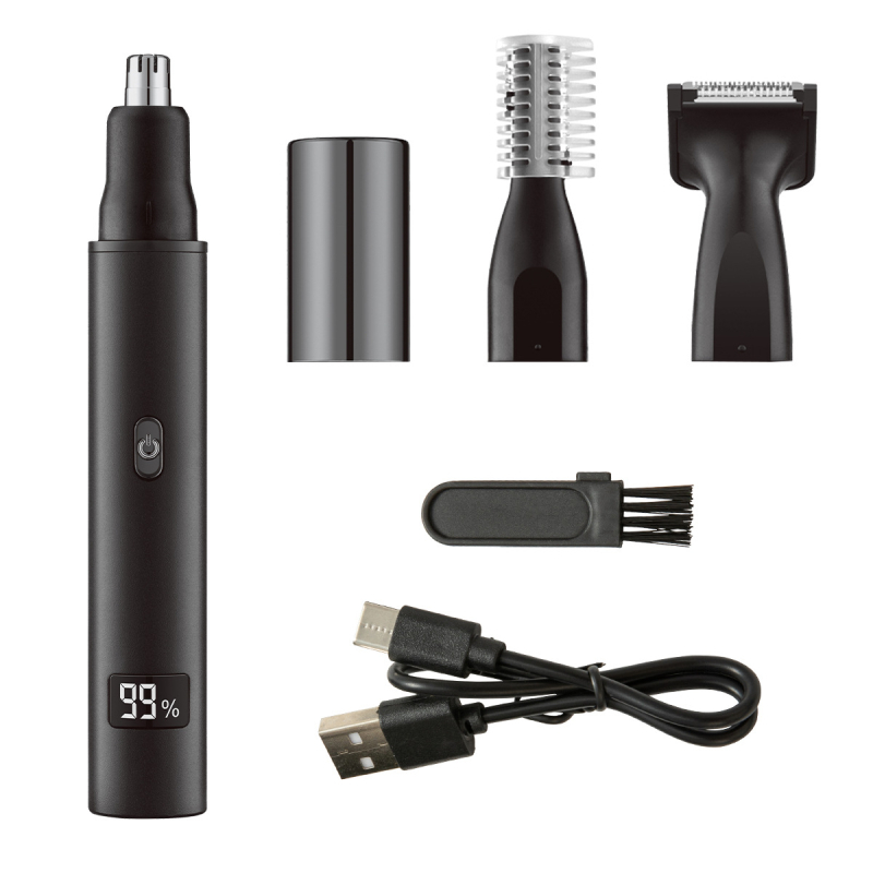 Električni trimer za nosne dlake, 3-u-1 muški grooming set, USB-C punjenje, nehrđajući čelik, vodootporan, ugrađena baterija 100–300 mAh