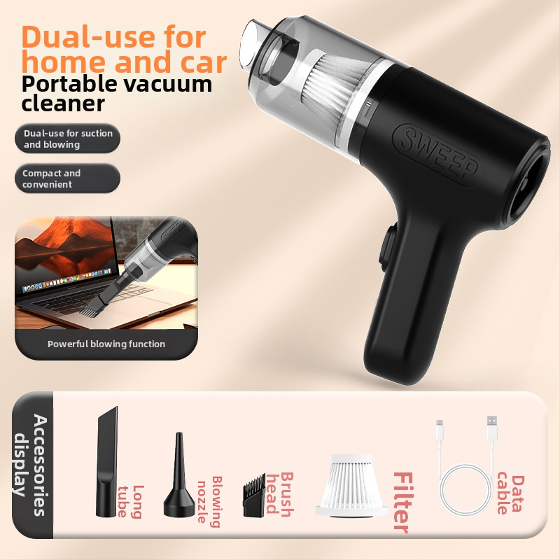 Prijenosni ručni usisavač za automobil i dom – 50W, usis 3100–4000 Pa, ugrađena baterija 1601–2000 mAh, trajanje rada 0–1 h