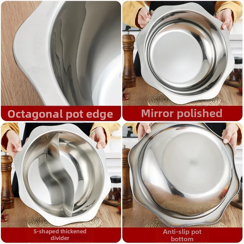 Yuanyang hrniec z hrubého nerezového ocele 201, kompatibilný s indukciou, s jedným dnom, bez povlaku, možnosť prispôsobenia