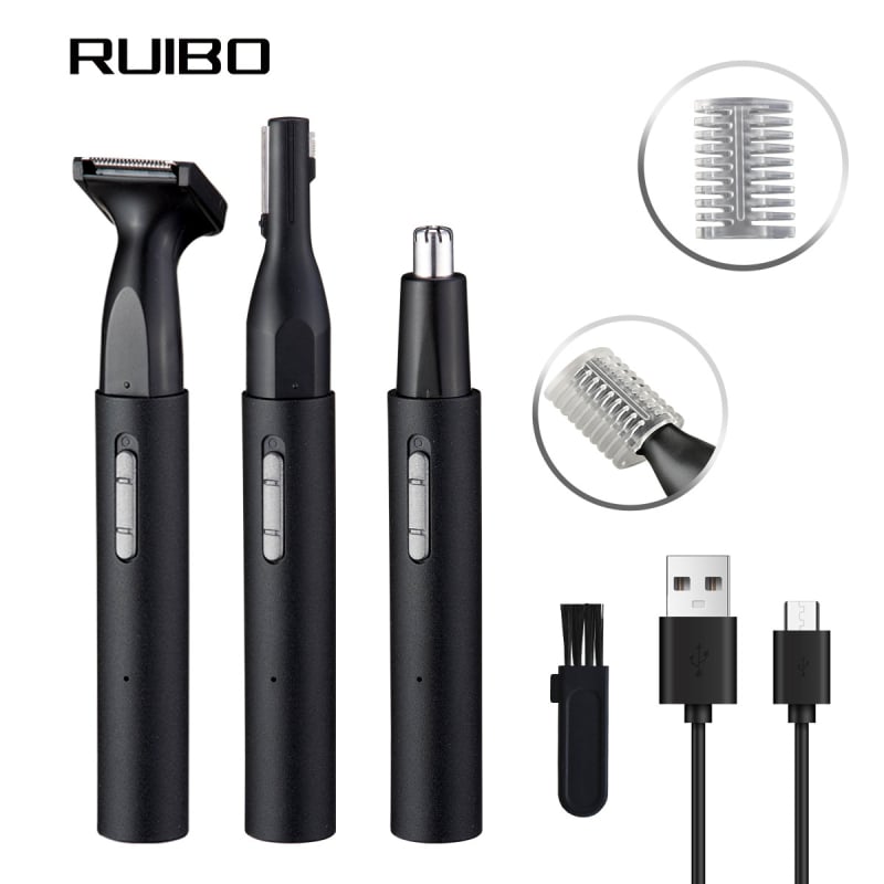 3-u-1 set za njegu: nosne dlačice, obrve i električni brijač; USB punjenje; ugrađena baterija 500–800 mAh; aluminijske legure kućište; trajanje baterije više od 15 dana