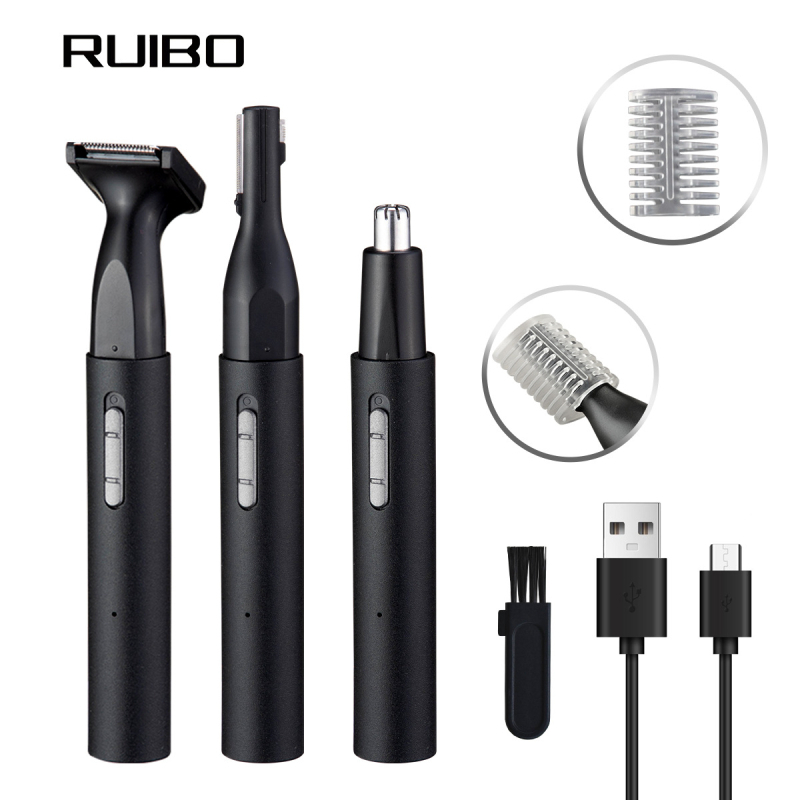 3-u-1 set za njegu: nosne dlačice, obrve i električni brijač; USB punjenje; ugrađena baterija 500–800 mAh; aluminijske legure kućište; trajanje baterije više od 15 dana