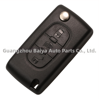 Pouzdro na kľúč Peugeot Citroën sklápací, kompatibilný s 2-kľúčom/3-kľúčom, bez diaľkového ovládania, čepeľ kľúča: meď+plast, puzdro: plast, hmotnosť 42 g