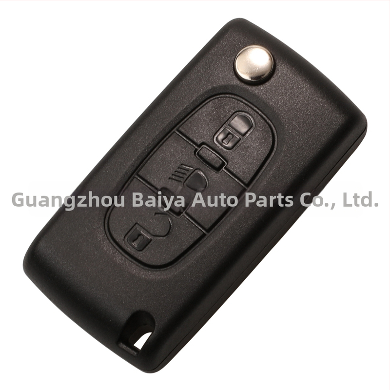 Pouzdro na kľúč Peugeot Citroën sklápací, kompatibilný s 2-kľúčom/3-kľúčom, bez diaľkového ovládania, čepeľ kľúča: meď+plast, puzdro: plast, hmotnosť 42 g