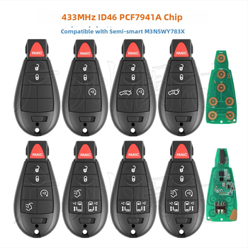 Polovične inteligentný diaľkový kľúč pre Jeep Chrysler Dodge M3N5WY783X, ID46 čip, 433MHz, plastový kryt, 3-7 tlačidiel