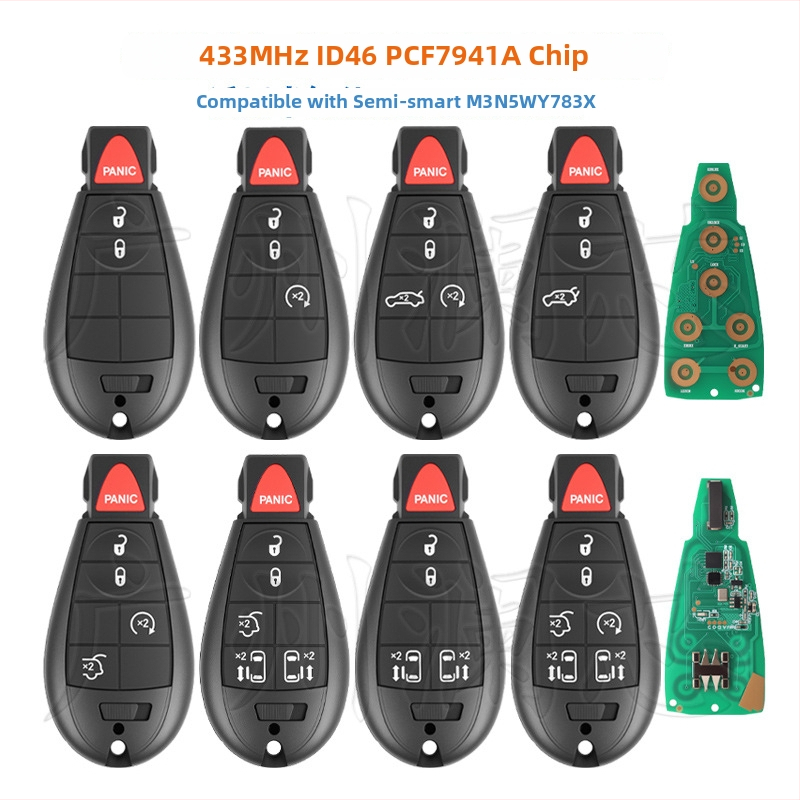 Polovične inteligentný diaľkový kľúč pre Jeep Chrysler Dodge M3N5WY783X, ID46 čip, 433MHz, plastový kryt, 3-7 tlačidiel