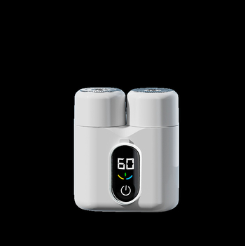 Kétfejes forgó elektromos borotva LED-kijelzővel, lebegő fej, levehető és mosható fej, 60 perc feletti üzemidő, beépített 800–1000 mAh akkumulátor