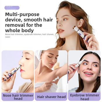 4-in-1 USB-töltéses elektromos testborotva, orrszőr-trimmerrel, teljes testápolási készlet, modell S-781