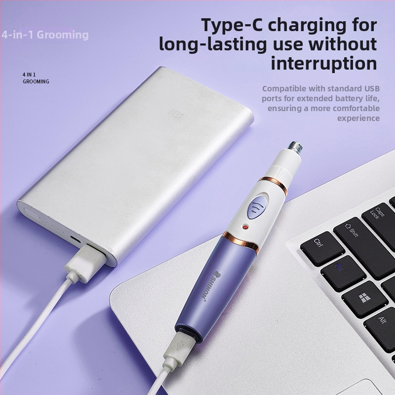 4-in-1 USB-töltéses elektromos testborotva, orrszőr-trimmerrel, teljes testápolási készlet, modell S-781